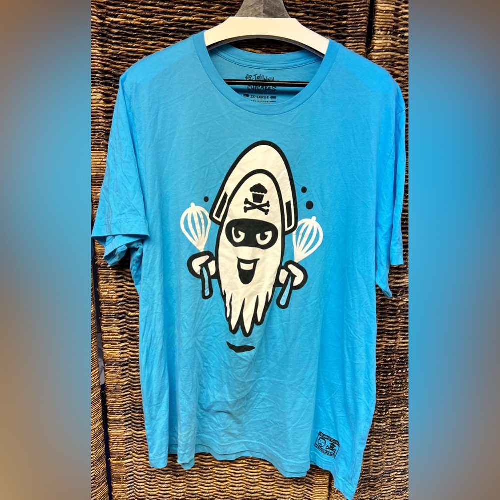Johnny Cupcakes- Mens Blue Mario Ghost themed shirt-2XLarge